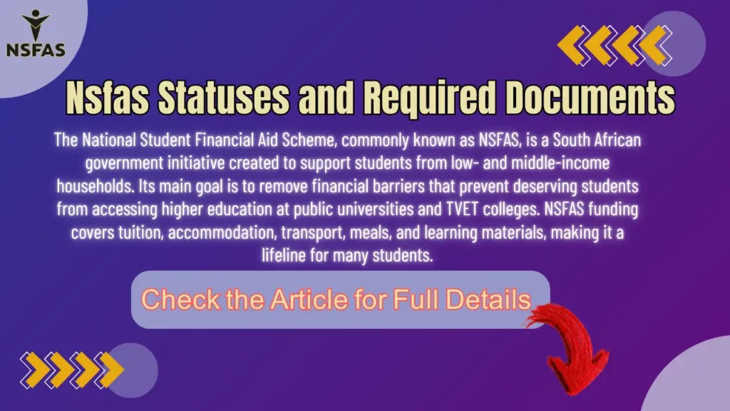 Nsfas Statuses and Required Documents Details Step by Step