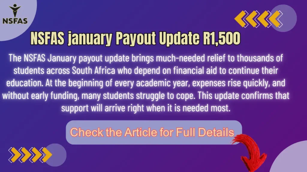 NSFAS january Payout Update Good News For Student Payment Start on 22 January 2026