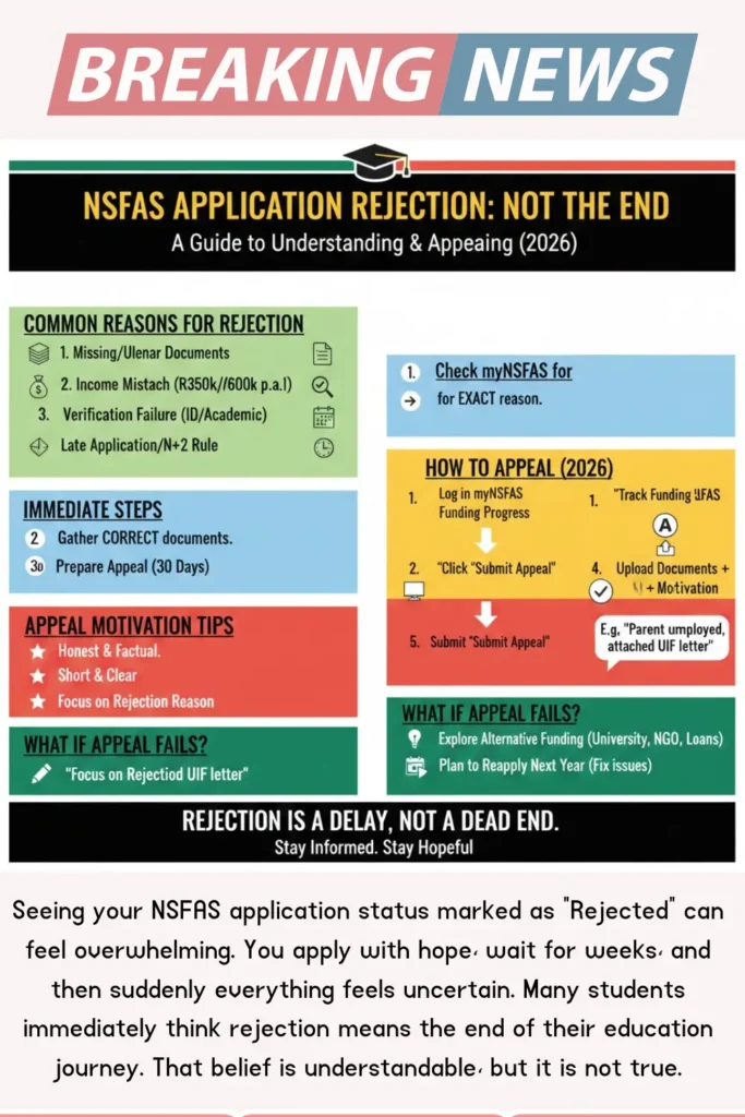 NSFAS Application Rejection 2026 Check Status (Step-by-Step) and Details For New Appeal