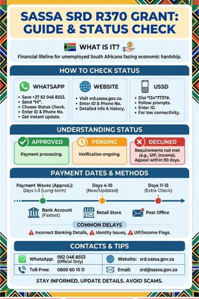 SASSA Status Check On Whatsapp and Check SRD Grant Payment Dates Update