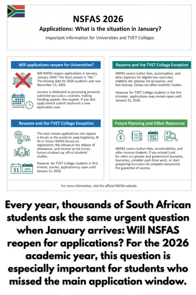Question Many South African Students have is will NSFAS Reopen in January 2026?