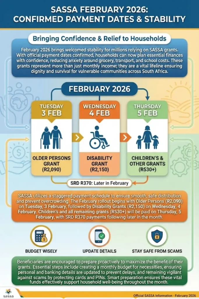 SASSA Payment Dates for February Funding 2026 Check Children’s & All Other Grants