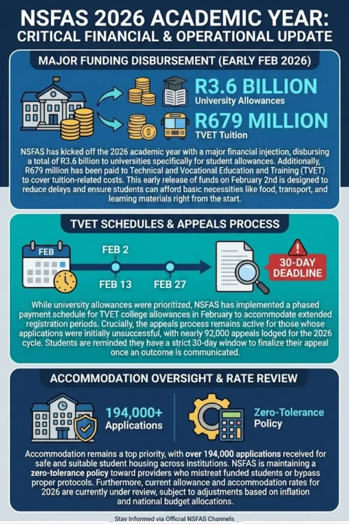 NSFAS Disbursed R3.6 Billion to Universities For Allowances Details Check Online