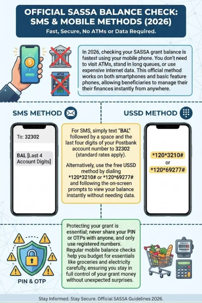 SASSA Balance Check Official Method Through SMS or mobile